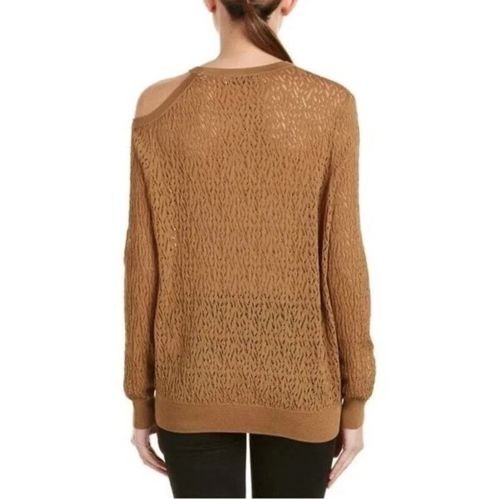 Sandro Brown, Sepia Cold-Shoulder Open Knit Jumper Sweater Long Sleeve S 3/US 8